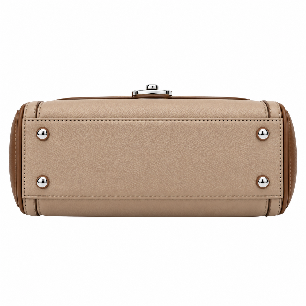 Aviq Women's Taupe Brown Structured Leather Shoulder Handbag