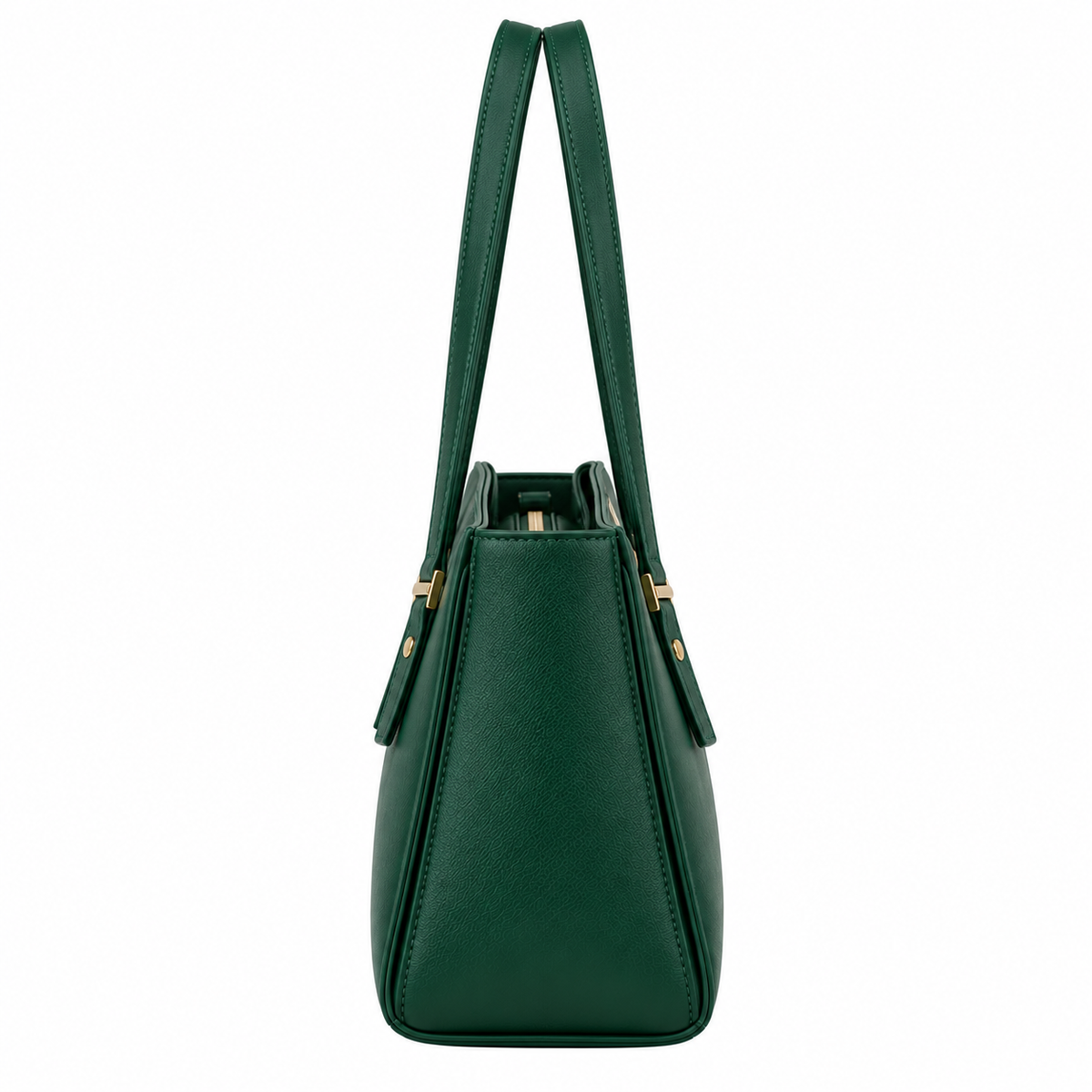Aviq Women's Forest Green Structured Leather Tote Handbag