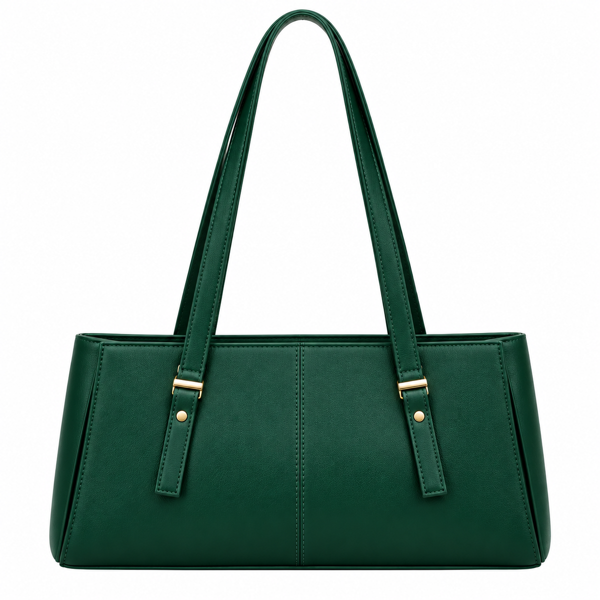 Aviq Women's Forest Green Structured Leather Tote Handbag